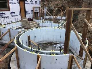 Quad-Lock ICF Home Addition with Radius Walls in Black Hawk CO first 4 courses