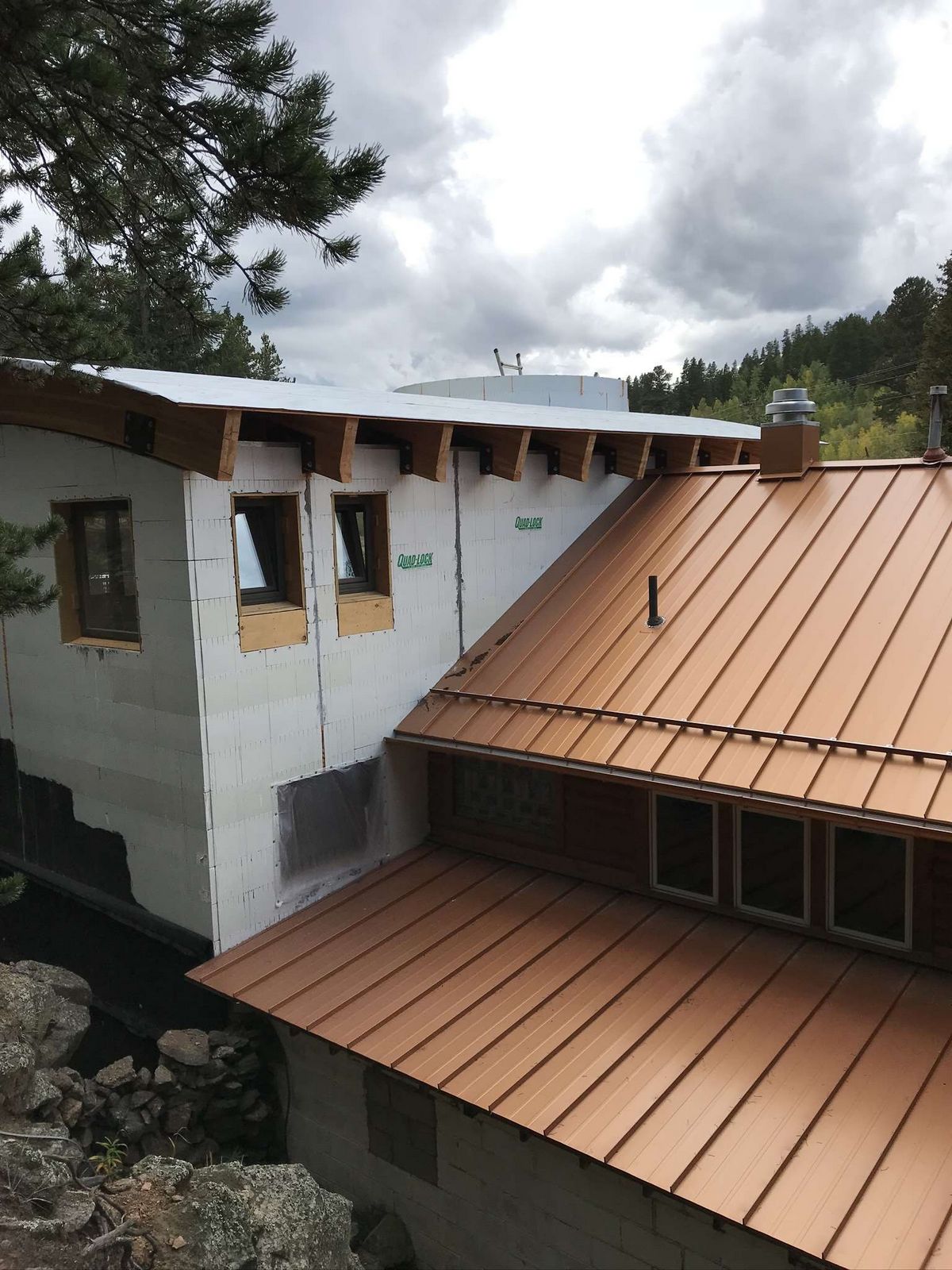 Quad-Lock ICF Home Addition with Radius Walls in Black Hawk CO roof and trusses on addition