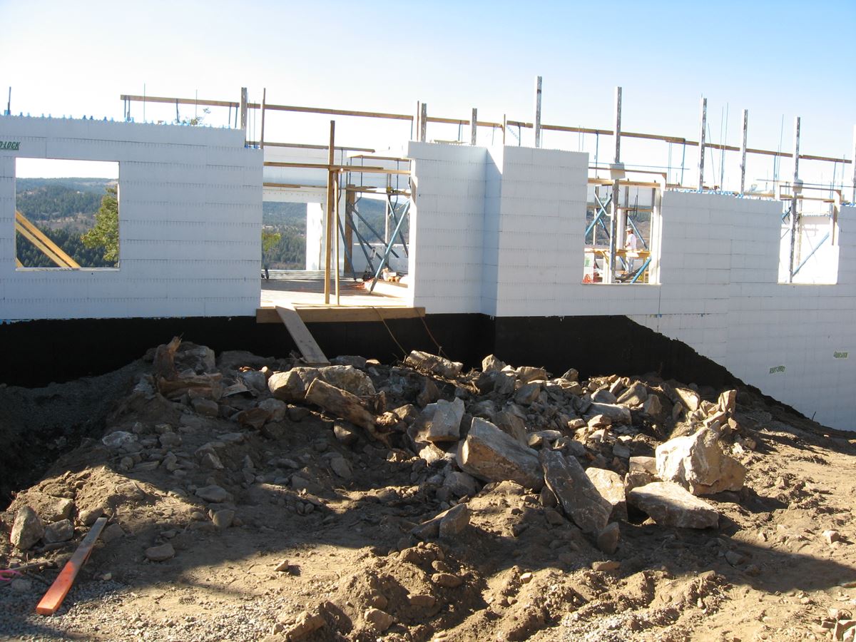 Quad-Lock ICF Home Built on the Rocks - ICF Walls and Openings 2 - Energywise Sustainable Products CO