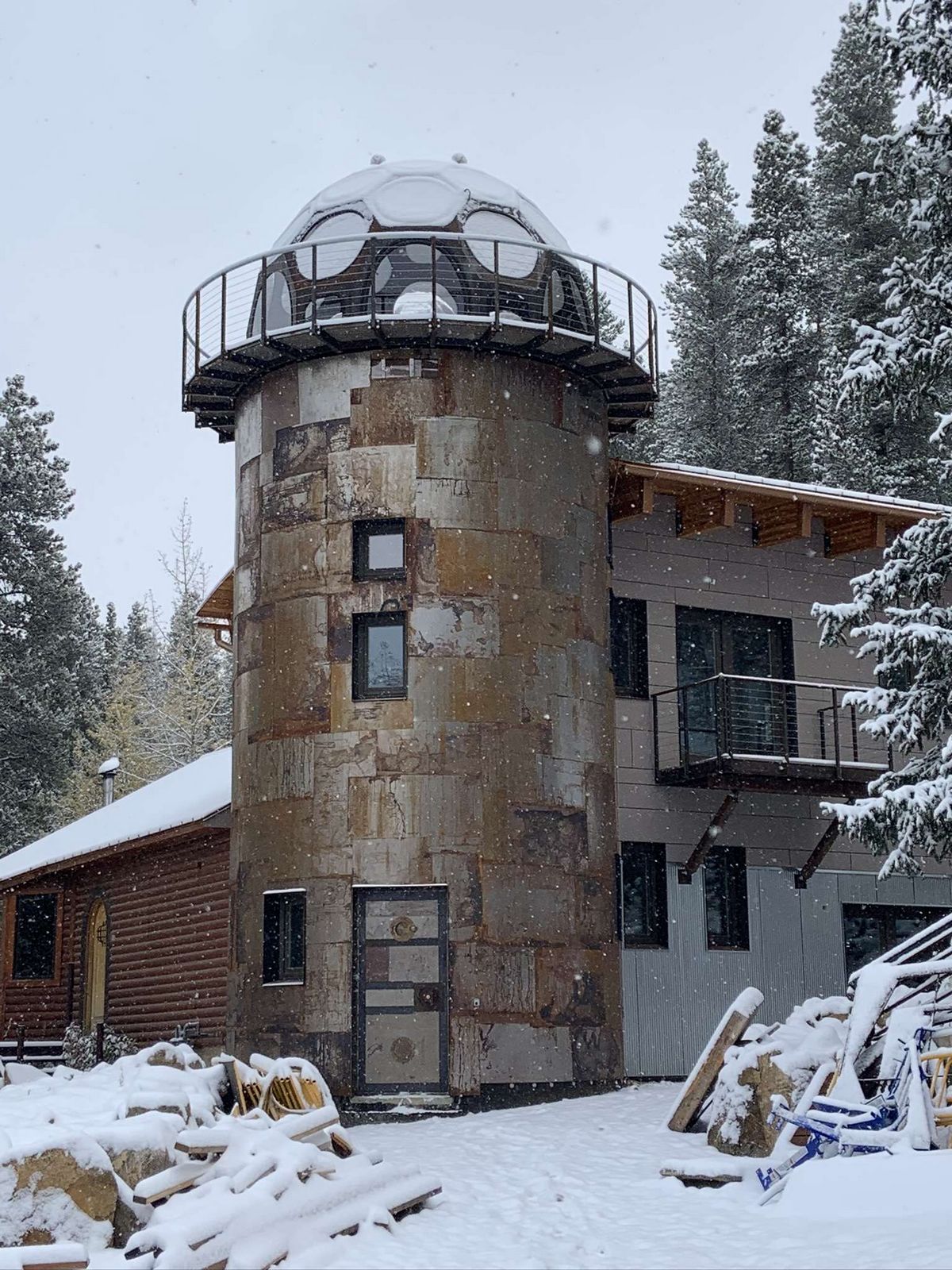 Quad-Lock ICF Home Addition with Radius Walls in Black Hawk beautiful exterior cladding on turret