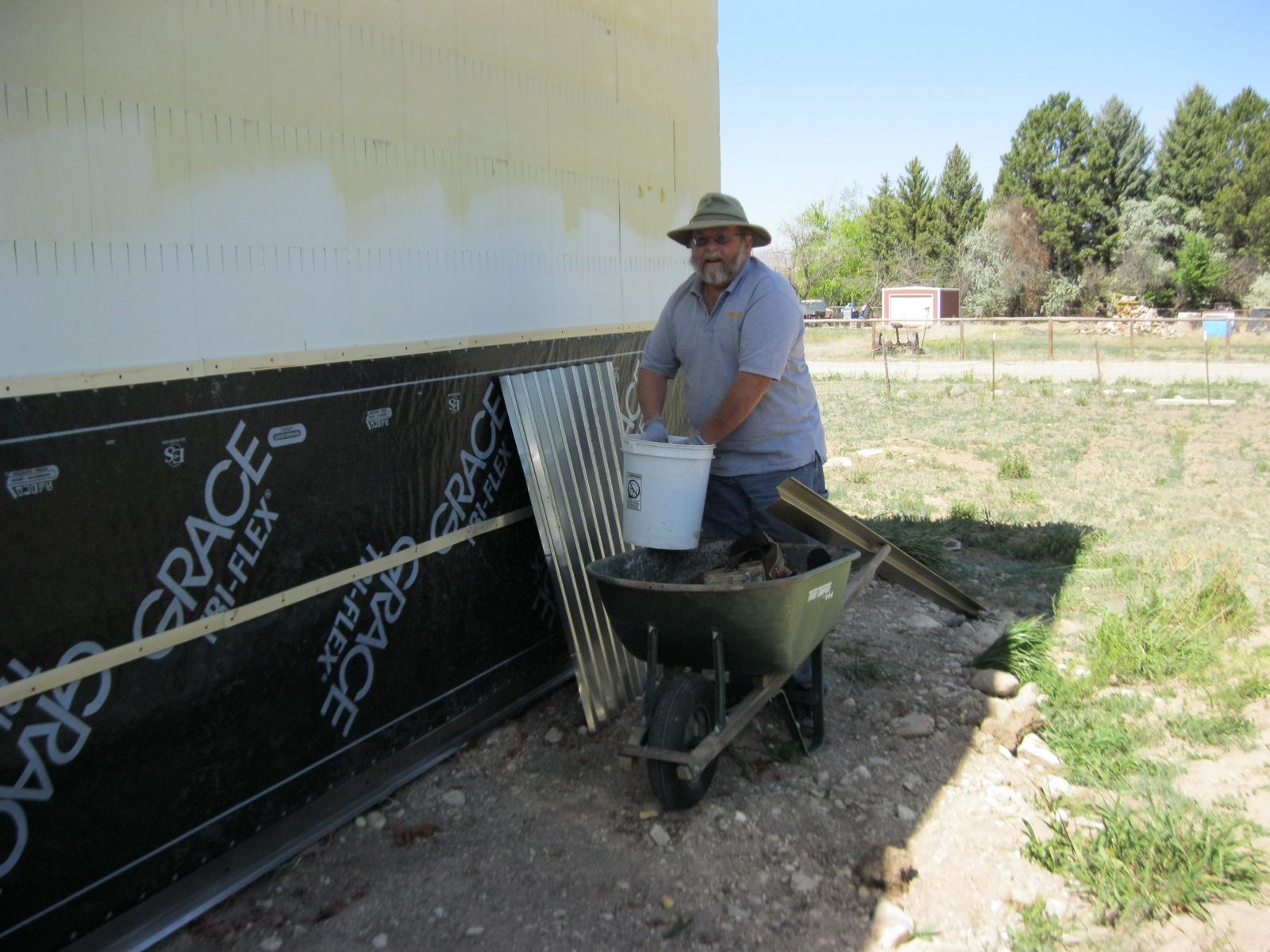 Exterior rusty metal wainscot application
