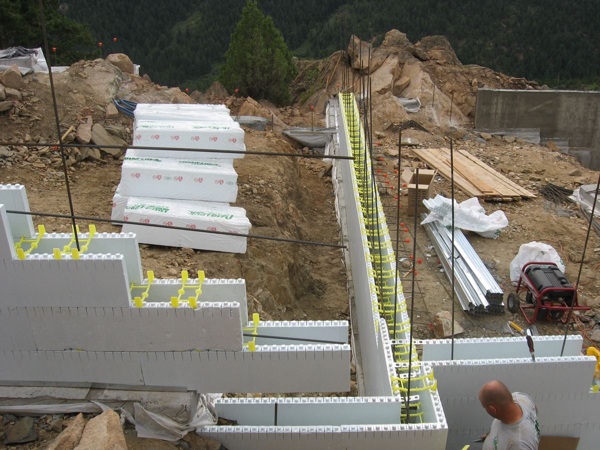 Quad-Lock ICF Home Built on the Rocks - footings and foundation - Energywise Sustainable Products CO