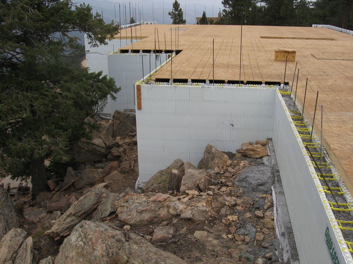 Quad-Lock ICF Home Built on the Rocks - floors over Concrete walls and foundations - Energywise Sustainable Products CO